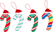 Candy Cane 4” Plush Ornament 4-Pack