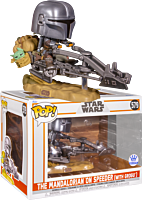 Star Wars: The Mandalorian - The Mandalorian on Speeder (with Grogu) Pop! Rides Vinyl Figure (Funko / Popcultcha Exclusive)