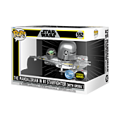 Star Wars: The Mandalorian - The Mandalorian in N1 Starfighter (with Grogu) Pop! Rides Vinyl Figure